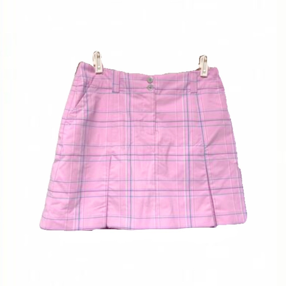 VINTAGE NIKE BABY PINK PLAID BUBBLEGUM SPORT PLEATED GOLF SKIRT RETRO Y2K